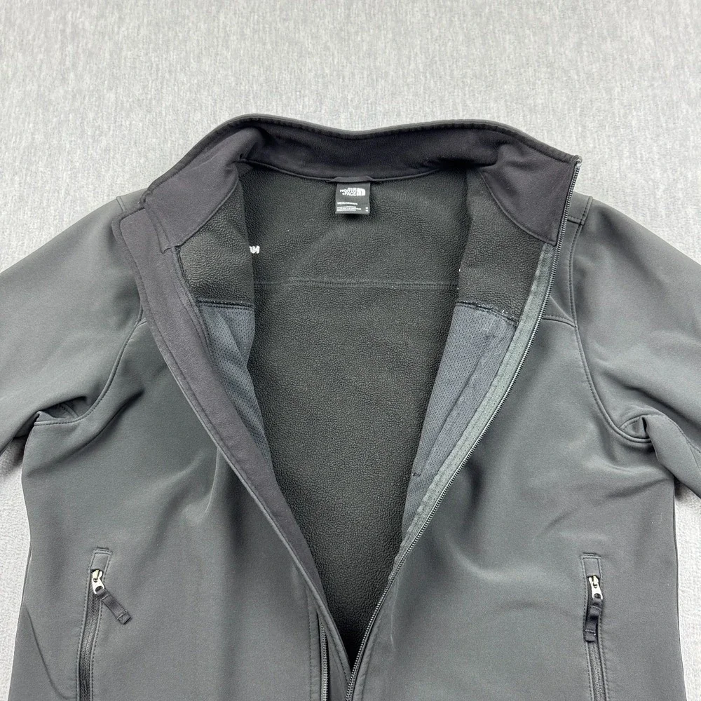 The North Face Jacket Men Medium Black Apex Windwall Fleece Lined Softshell FLAW